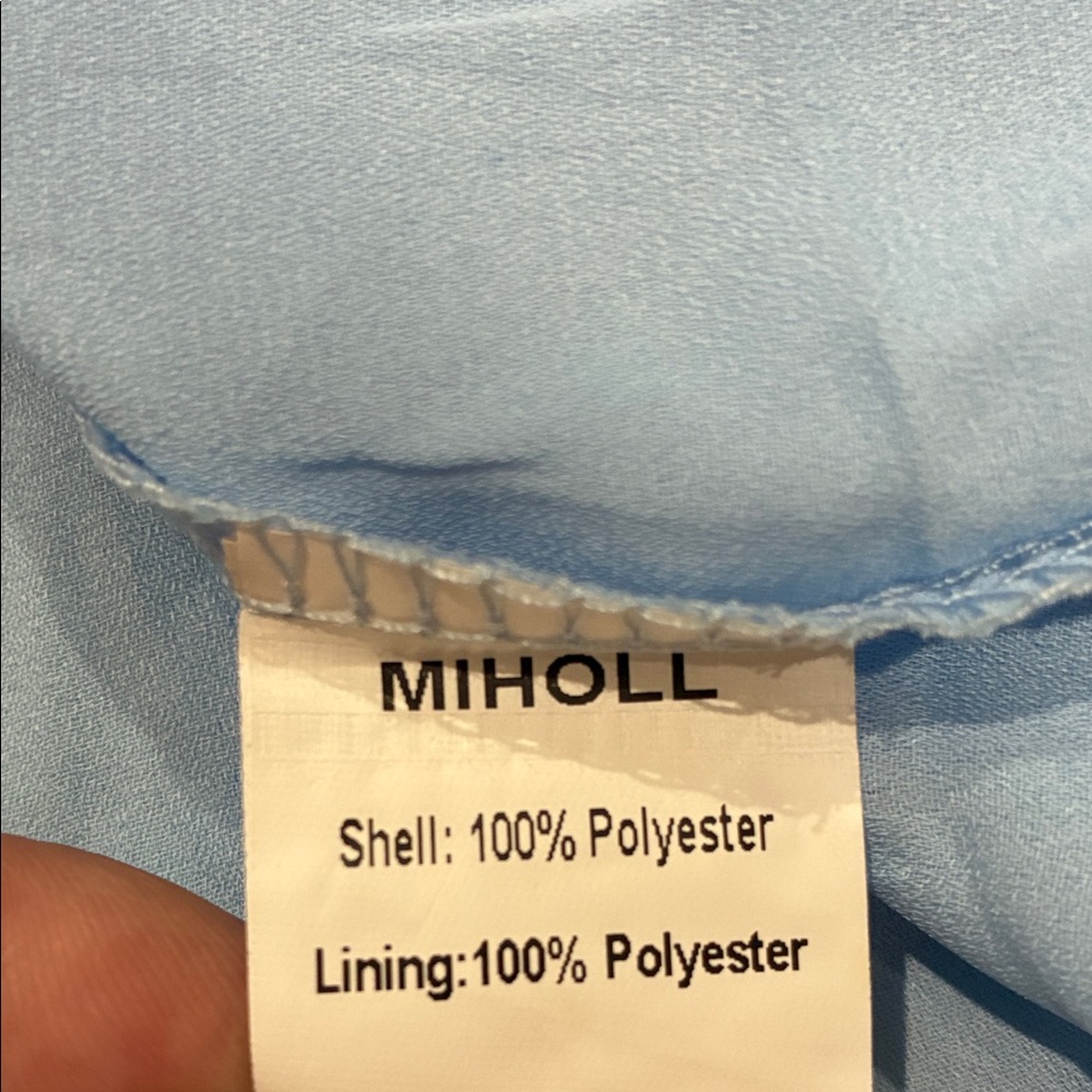 MIHOLL NWT Light Baby Blue Swiss Dot Textured Pocketed Dress Medium - Picture 9 of 11